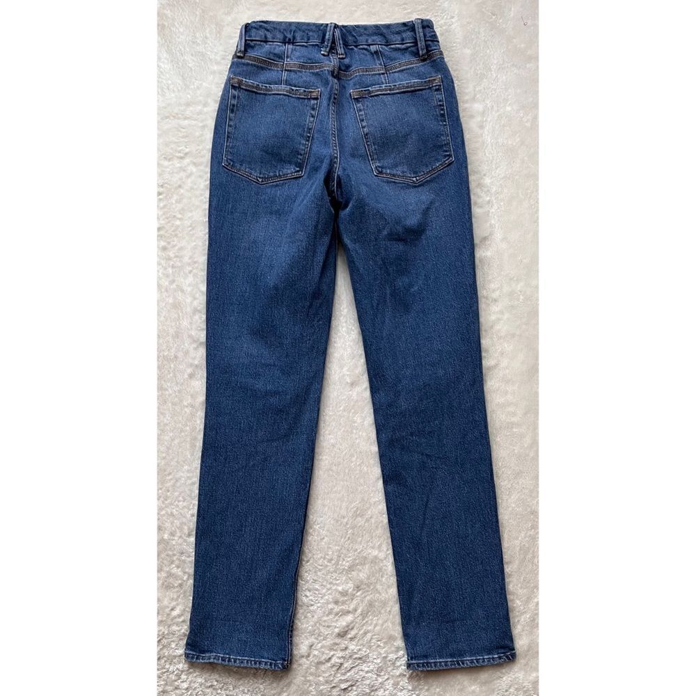 Good American Good 90s Icon Ripped Straight Leg High Rise Stretch Denim Jeans - Picture 14 of 16